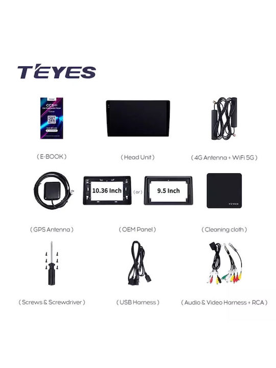 Teyes Автомобилна Аудио Система 2DIN (Блутут/USB/WiFi/GPS/Apple-Carplay/Android-Auto) с Тъчскрийн 10.2"