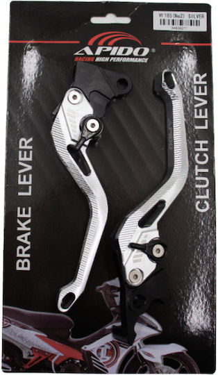 Apido Set of Motorcycle Brake/Clutch Levers Adjustable for Sym VF 185 Silver 34838211