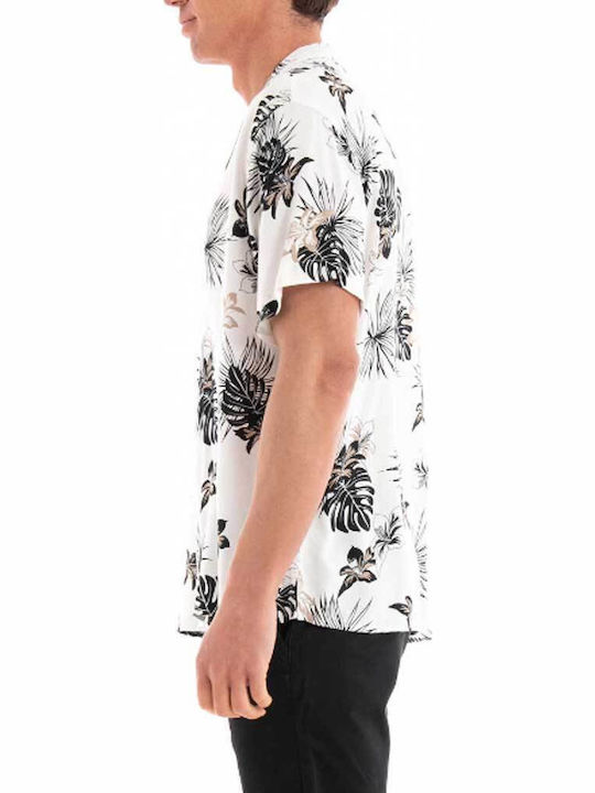 Short-sleeved Shirt in Wide Line Floral Cloud Dancer
