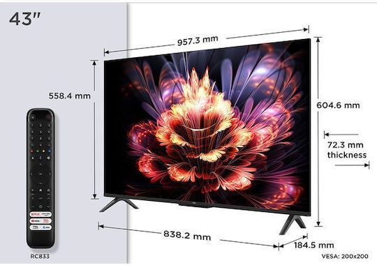 TCL Smart Television 43" 4K UHD LED 43V6C HDR (2025)