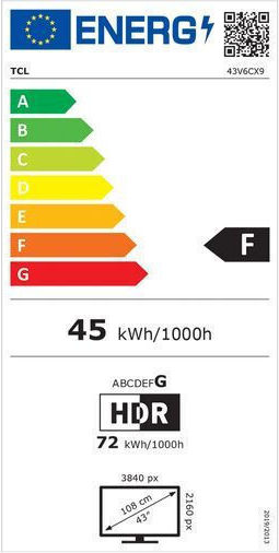 TCL Smart Television 43" 4K UHD LED 43V6C HDR (2025)