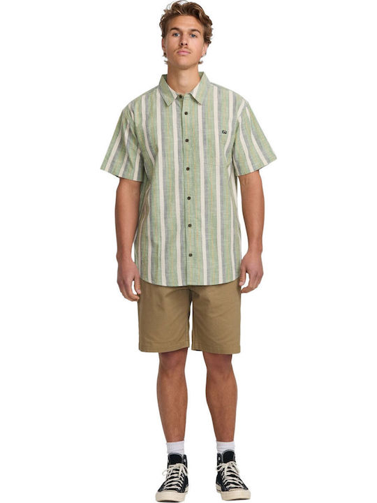 All Day Short-sleeved Shirt Striped Moss