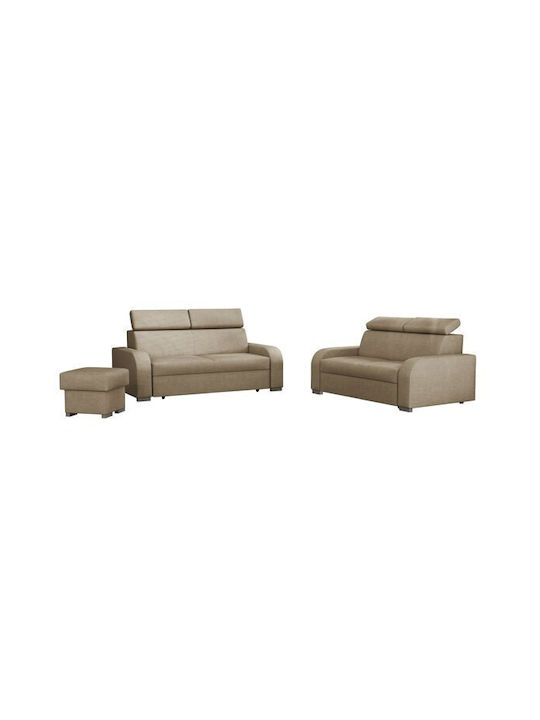 Etrcala 107 Living Room Furniture Set 2-Seater & 2-Seater & Stool Brown