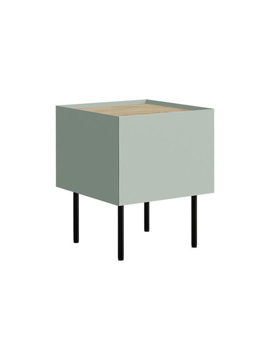 Bedside Table Melbela 108 Wooden with Metal Legs Green 40x41x61cm