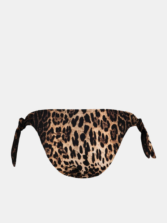 Bikini Slip με Κορδονάκια Καφέ