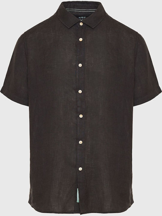 Short-sleeved Linen Shirt Black