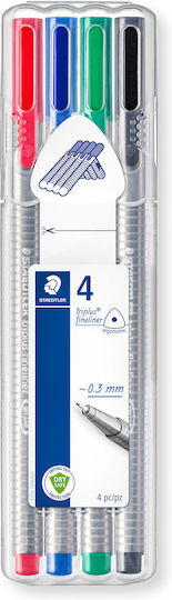 Staedtler Triplus Fineliner 334 Маркери за Рисуване 0.3мм Многоцветен 4бр