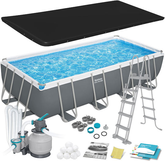 Басейн PVC 14.812л с Метална Рамка 549x274x122см Сив