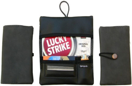 Simona Tobacco Pouch with Wrap-Around Cord 17x9cm Grey
