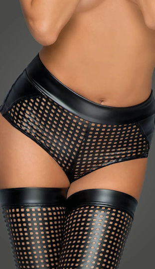 Noir Handmade Γυναικείο Sexy Slip Shorts Zipper On The Crotch Μαύρο