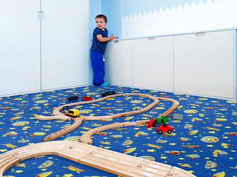 Παιδικό Χαλί Playroom Διάστημα Μπλε 133x190