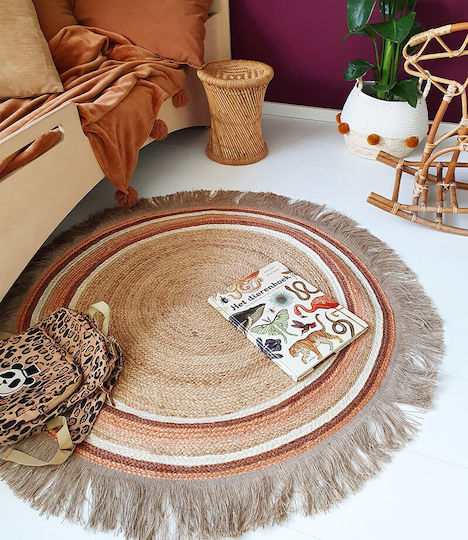 Tapis Petit Jute Tess Ръчно изработено Детско килимче Бежов Кръгло с диаметър 110см