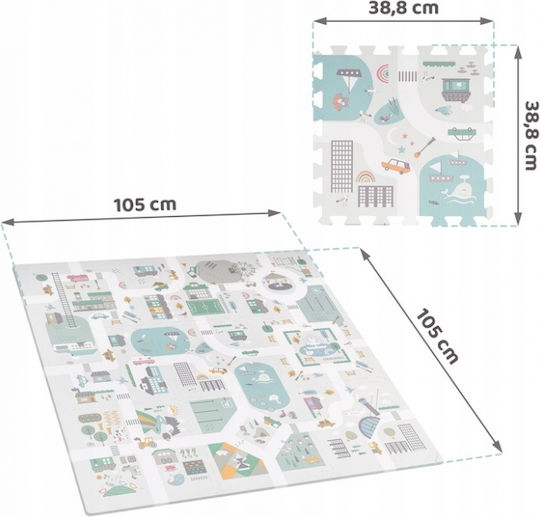 Nukido Kids Foam Rug City Figures Design 105x105cm