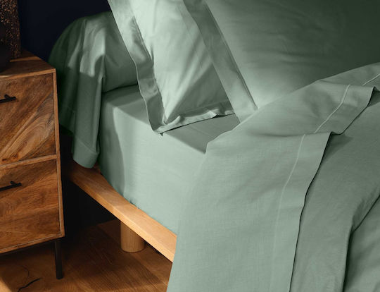 Douceur d'Intérieur Sheet for Single Bed with Elastic 90x190+30cm. Lina Sage