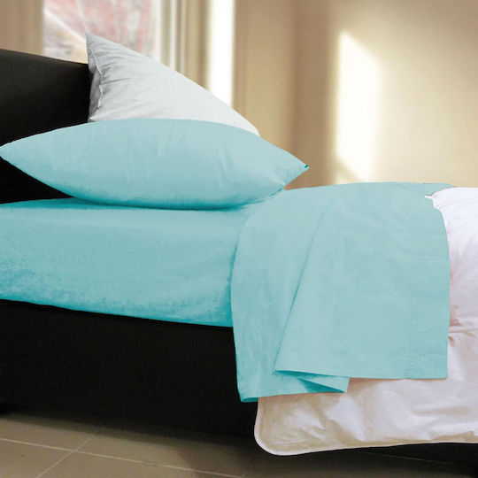 Nef-Nef Homeware Basic Semi Double Bed Sheet With Rubber Hugger 120x200+30cm Aqua