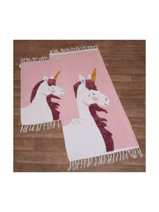 Viopros Παιδικό Χαλί Μονόκερος Ροζ 70x140cm