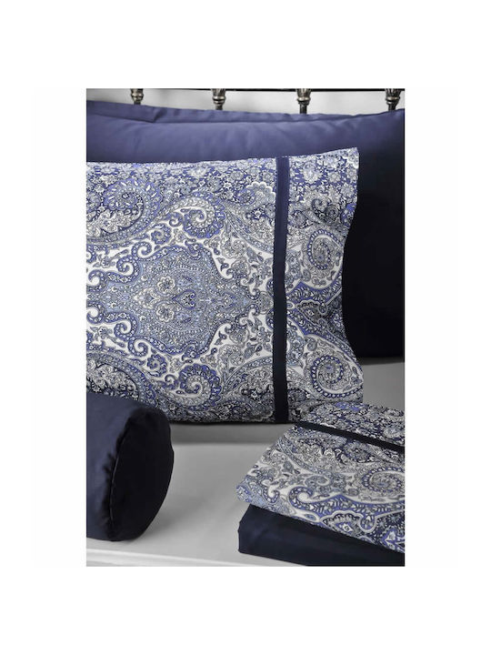 Down Town Home Sheet Sets King Size with Elastic 180x200+35cm. 846 Bombay Blue 4pcs