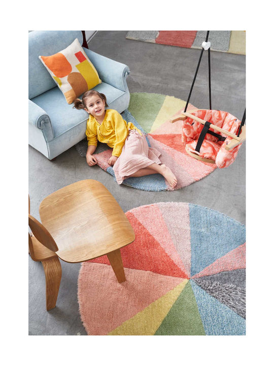 Lorena Canals Pie Chart Handmade Kids Rug Multicolor Round with Diameter 120cm
