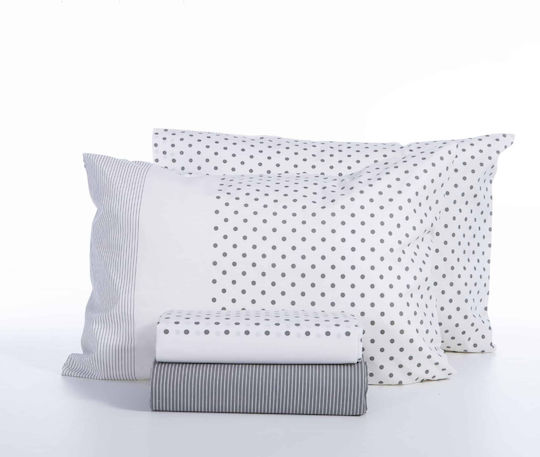 Nef-Nef Homeware Bettwäsche-Set King Size mit Gummiband 180x200+35cm. Donter Gray 4Stück