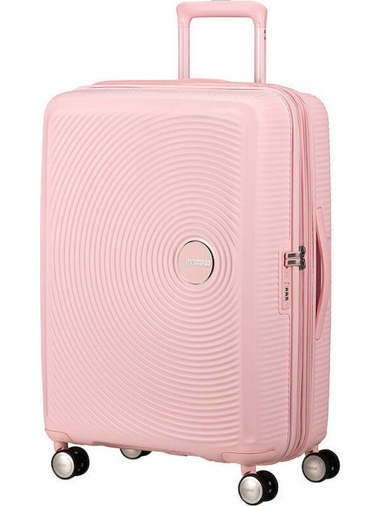 American Tourister Soundbox Среден Куфар За Пътуване Твърд Пастелнорозов С 4 Колела Височина 67см
