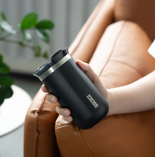 Wacaco Octaroma Lungo Glass Thermos Stainless Steel / Plastic 300ml Onyx Black with Mouthpiece