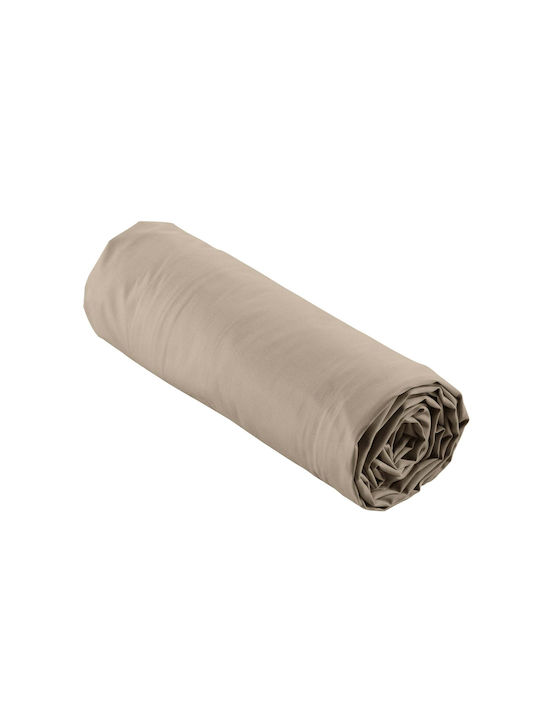 Douceur d'Intérieur Σεντόνι Υπέρδιπλο με Λάστιχο 160x200εκ. Sand
