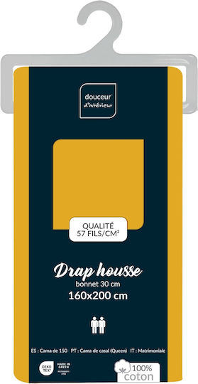 Douceur d'Intérieur Lina Σεντόνι Υπέρδιπλο με Λάστιχο 160x200εκ. Curry