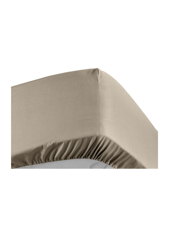 Douceur d'Intérieur Σεντόνι Υπέρδιπλο με Λάστιχο 160x200εκ. Sand