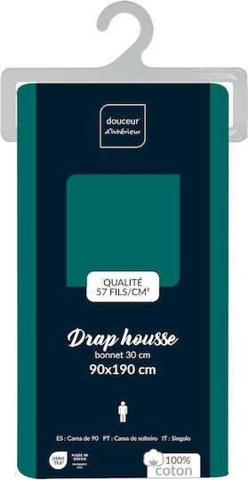 Douceur d'Intérieur Lina Σεντόνι Μονό με Λάστιχο 90x190εκ. Emerald Green