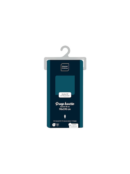Douceur d'Intérieur Σεντόνι Μονό με Λάστιχο 90x190εκ. Blue