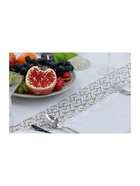Qz1600053 White Linen Embroidery Silk Lace 60% linen 40% polyester 160×220 Liolios Home
