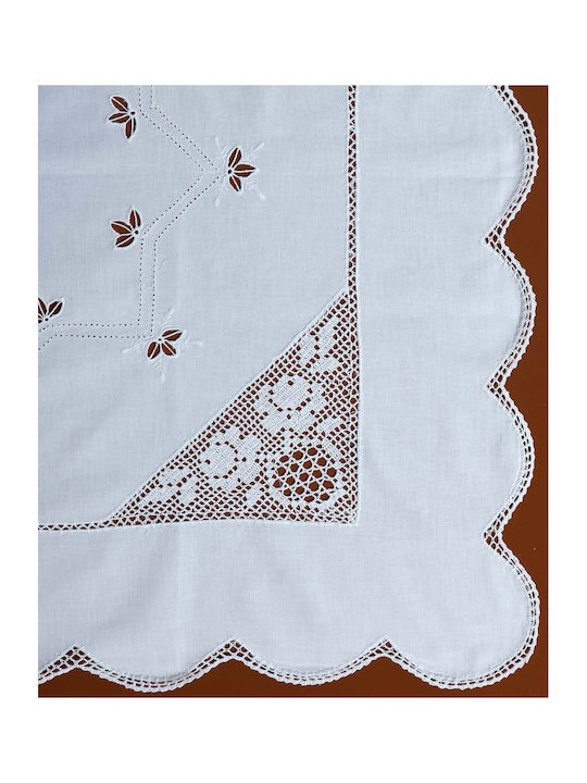 Silk Fashion Καρέ Τραπεζομάντηλο Βαμβακερό Πλεκτό 1159 Λευκό 90x90εκ.