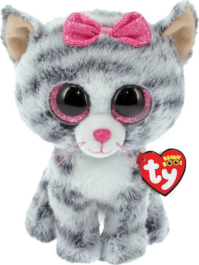 TY Plush Puppy Boos Kiki Grey Cat Med 23cm For 3+ Years 23 cm