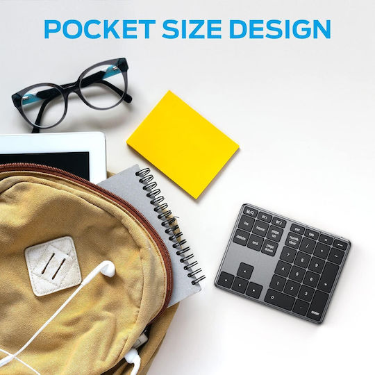 iClever IC-KP10 Ασύρματο Bluetooth Αριθμητικό Πληκτρολόγιο Γκρι