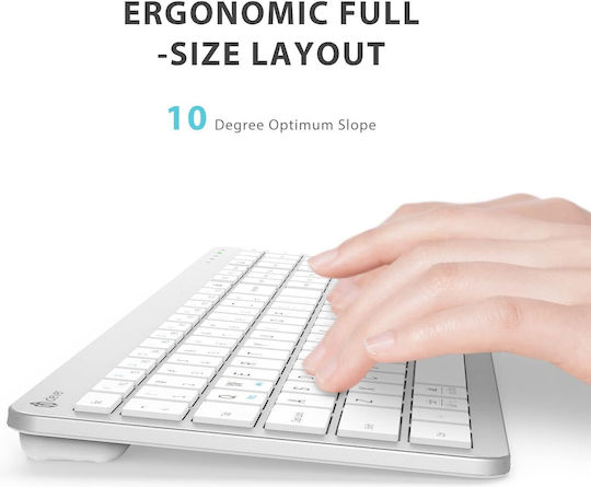iClever IC-GK08 Fără fir Bluetooth Set tastatură și mouse Engleză US Argintiu