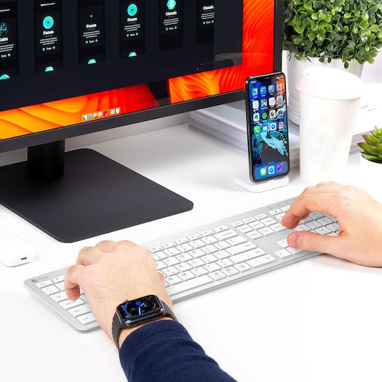 iClever IC-GK08 Fără fir Bluetooth Set tastatură și mouse Engleză US Argintiu