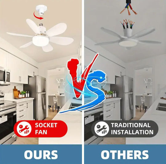 Ceiling Fan 45cm With Light Fixture White