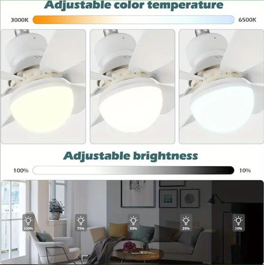 Ceiling Fan 45cm With Light Fixture White
