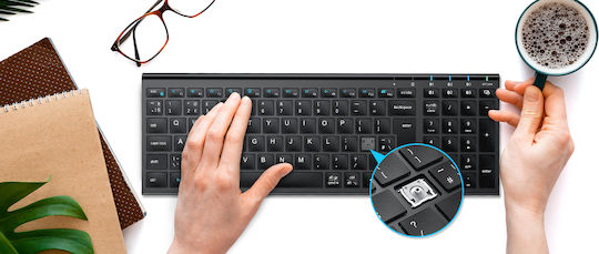 iClever IC-BK10 Ασύρματο Bluetooth Πληκτρολόγιο Αγγλικό US Γκρι