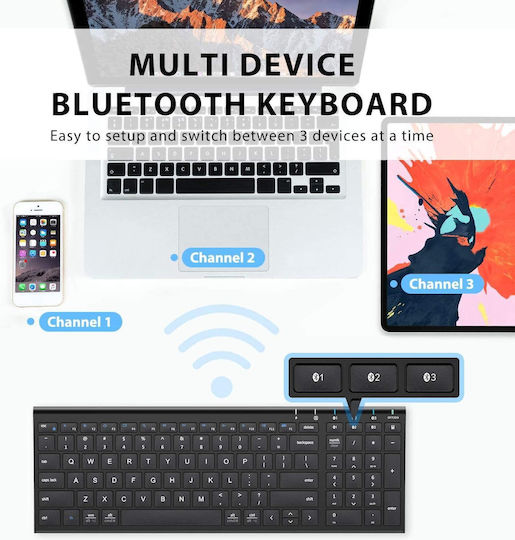 iClever IC-BK10 Ασύρματο Bluetooth Πληκτρολόγιο Αγγλικό US Γκρι