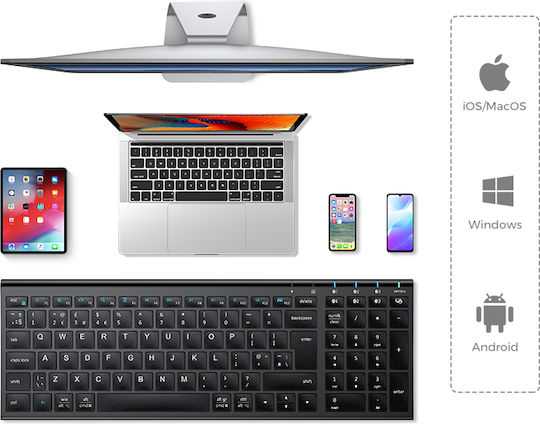 iClever IC-BK10 Ασύρματο Bluetooth Πληκτρολόγιο Αγγλικό US Γκρι