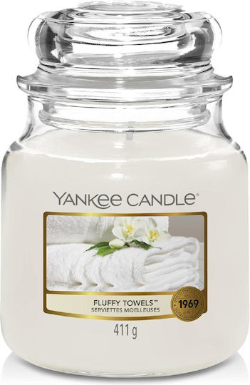 Yankee Candle Duftkerze Gefäß mit Duft Flauschige Handtücher Weiß 411gr 1Stück