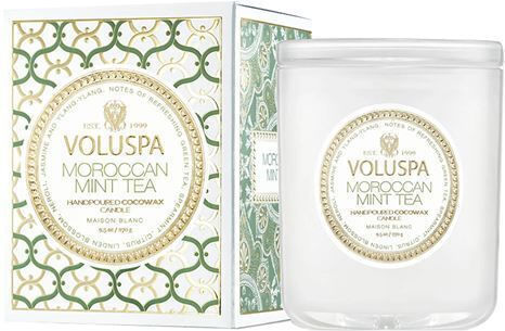 Voluspa Aromatic Candle in Jar with Moroccan Mint Tea Scent 270g 8104-White
