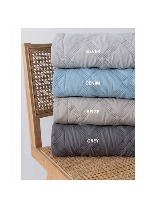 Palamaiki Ifigeneia Set Coverlet Queen Size Microfiber Denim 220x240cm