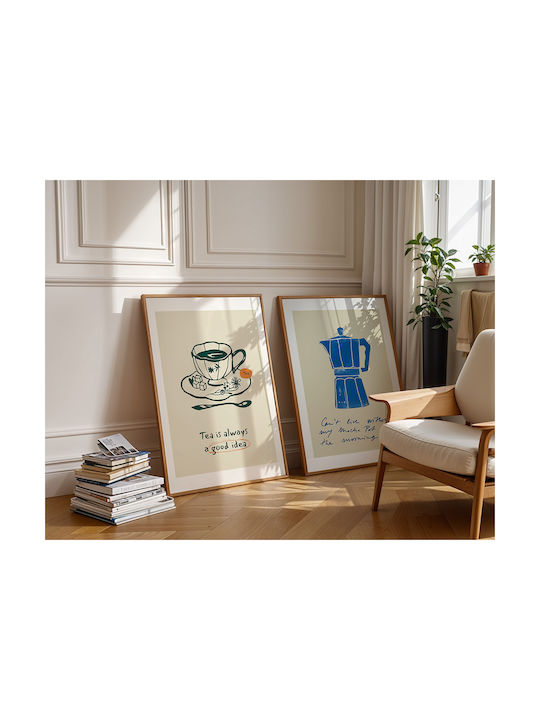Poster Tee ist immer eine gute Idee Pst25330 30cm x 40cm Schwarzer Holzrahmen