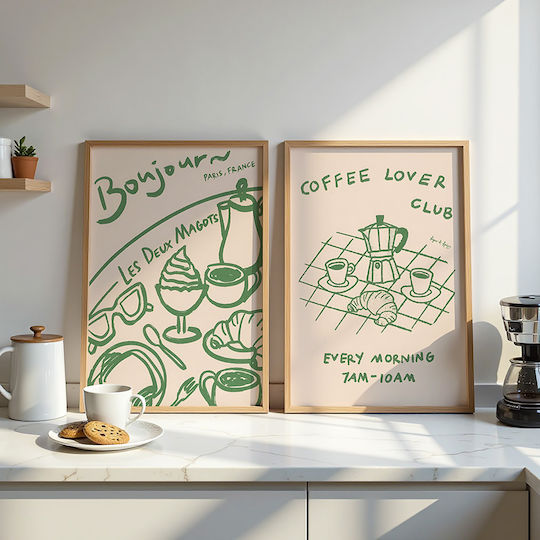 Poster Morgenkaffee Pst25327 21cm x 30cm Weißer PVC-Rahmen