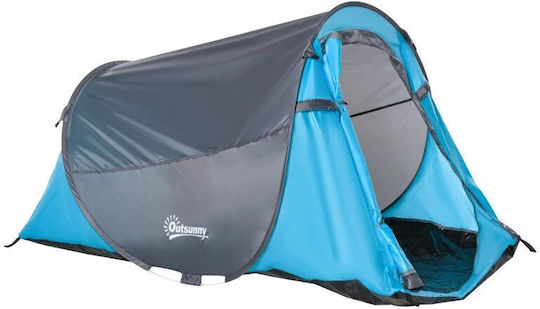 Cort de Camping Pop Up Albastru pentru 2 Persoane 286x209x122 cm