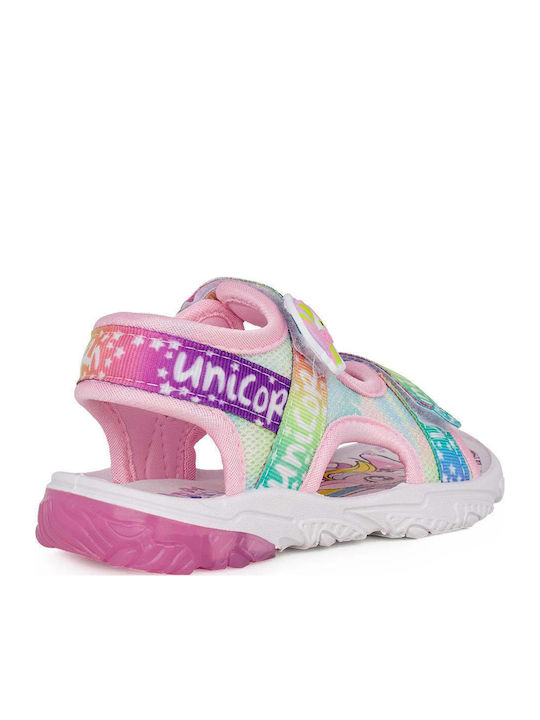 Kids' Sandals Unicorn with Hoop & Loop Closure & Lights Pink
