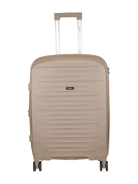 Xplorer Mittlerer Hartgepäckkoffer Beige mit 4 Rädern Höhe 65cm