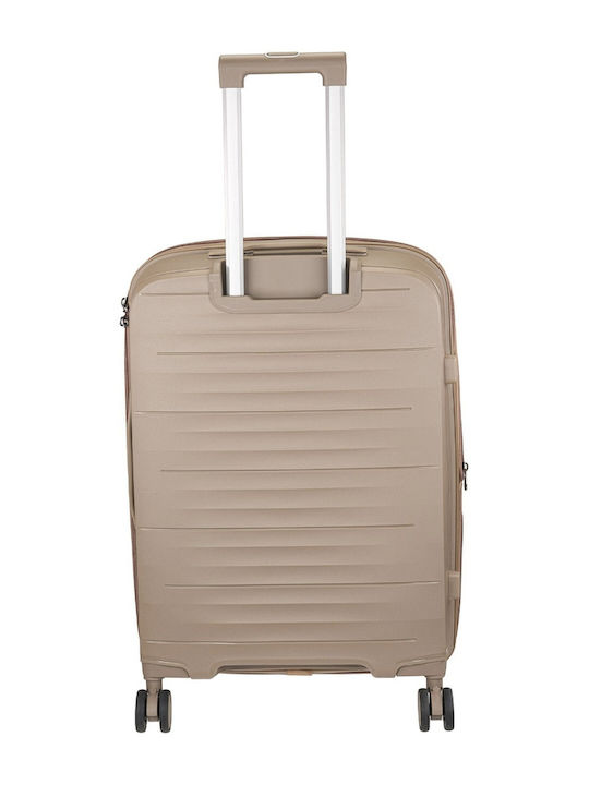 Xplorer Mittlerer Hartgepäckkoffer Beige mit 4 Rädern Höhe 65cm